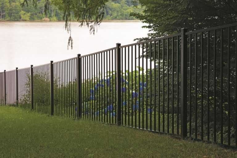 Aluminum Black Fence Series 100 Flush Top Flush Bottom Racked