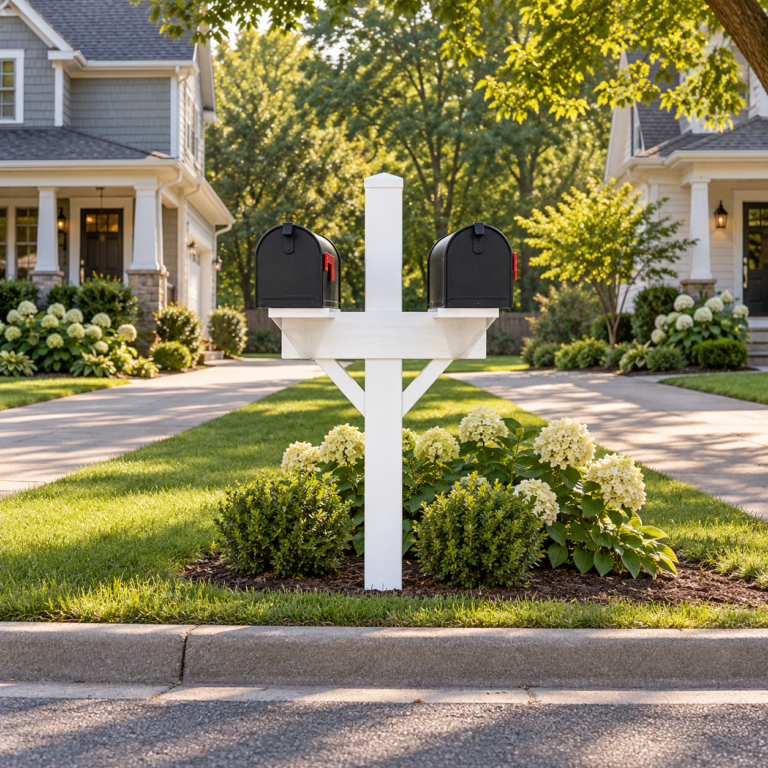 Neighborly Double Vinyl Mailbox Post