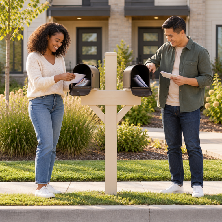 Neighborly Double Vinyl Mailbox Post