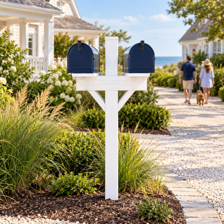 Neighborly Double Vinyl Mailbox Post